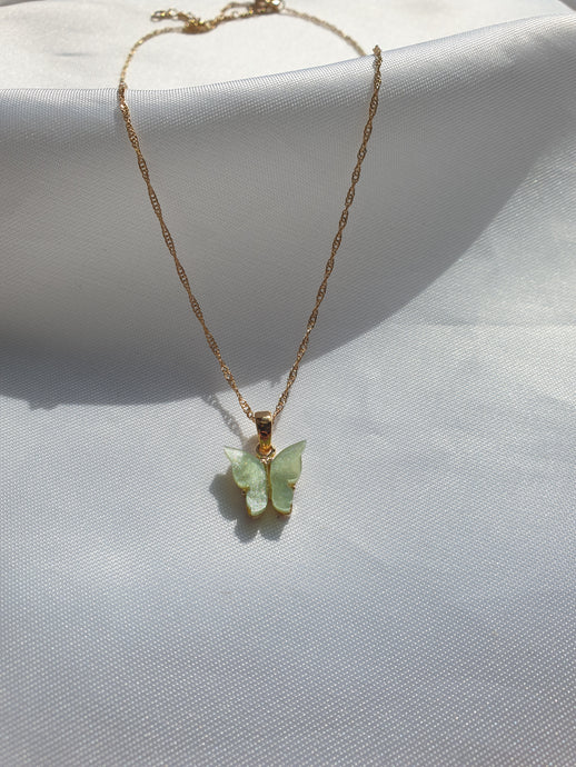 PISTACHIO BUTTERFLY NECKLACE